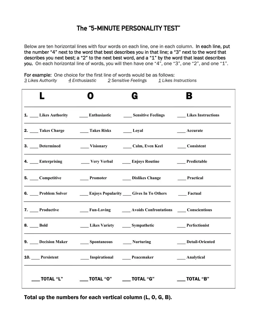 5 minute personality test ≡ fill out printable pdf forms